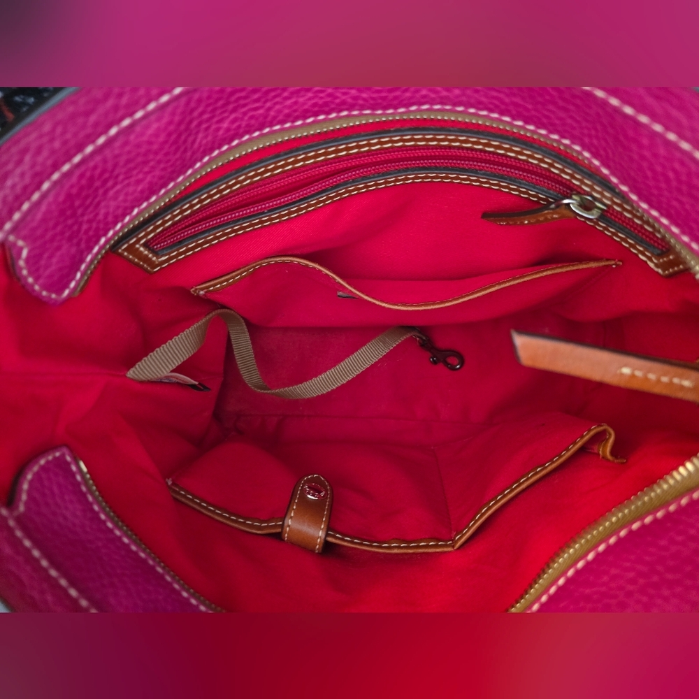 Dooney & Bourke Raspberry Red Leather Tote with Accessories - Picture 6 of 7